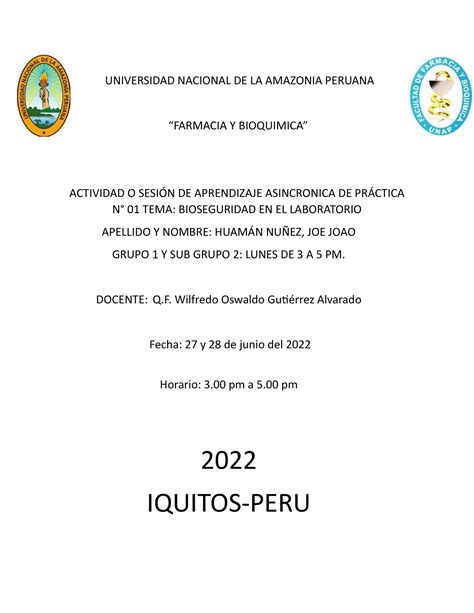 Bioquimica Practica Virtual UNIVERSIDAD NACIONAL DE LA AMAZONIA