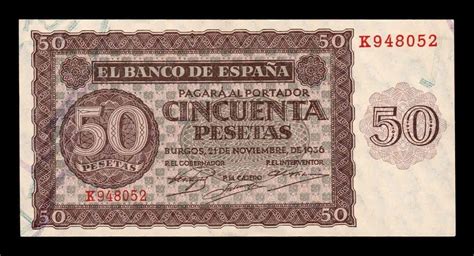 España 50 Pesetas Burgos 1936 Pick 100 Serie K EBC XF NUMISMÁTICA