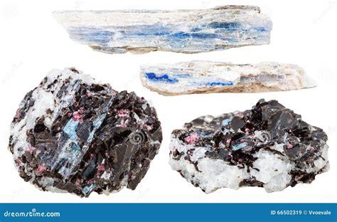 Blue Kyanite Crystals in Rocks Isolated on White Stock Image - Image of ...