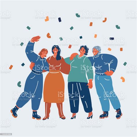 Vector Illustration Of Women Stand Together Stock Illustration