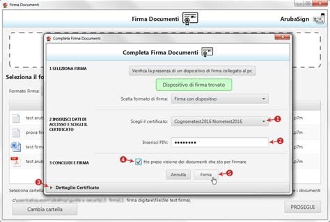 Firmare digitalmente uno o più file in formato p7m Aruba Sign