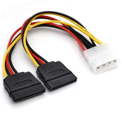 Kabel 20cm przejściówka adapter z Molex do 2x SATA męski do 2x żeński