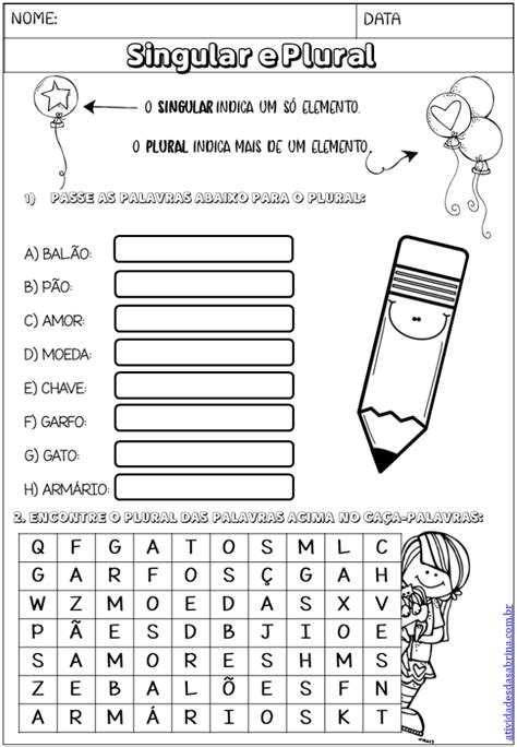 Fichas De Singular E Plural Ano