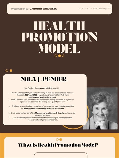 Health Promotion Model Nola Pender | PDF