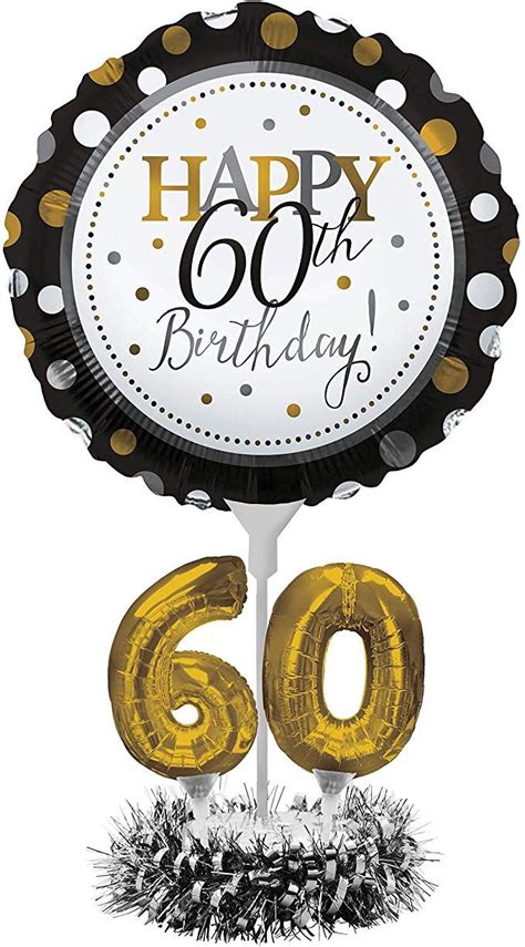 Creative Converting Happy 60th Birthday Balloon Centerpiece Black And