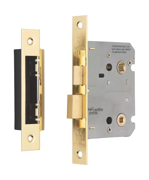 Smith And Locke Fire Rated Polished Brass Bathroom Lock 65mm Case 44mm Backset Screwfix