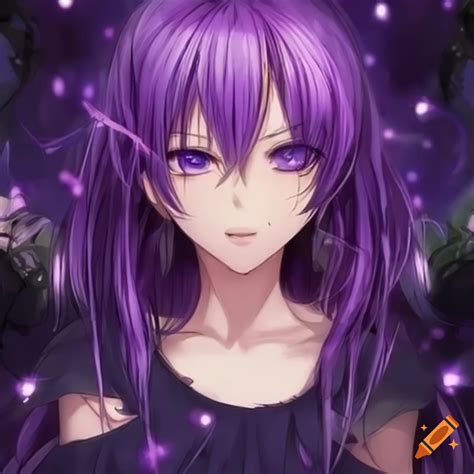 Anime Girl With Purple Hair And Purple Eyes On Craiyon