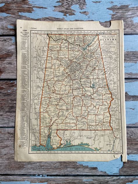 1937 Alabama Antique Map. Old State Map of Alabama. Historical | Etsy