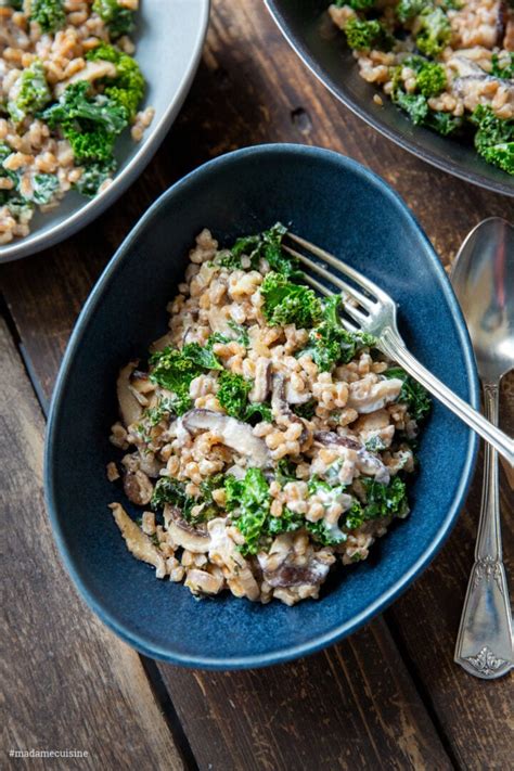 Grünkohl Dinkel Pfanne mit Shiitake Pilzen Madame Cuisine