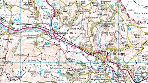 Ordnance Survey Showing Bamford In The Hope Valley Geography Revision