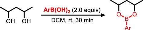 Reaction Of 13 Diol With Arylboronic Acid To Form A 6 Membered Cyclic