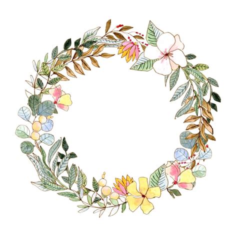Premium Vector Watercolor Circular Floral Frame