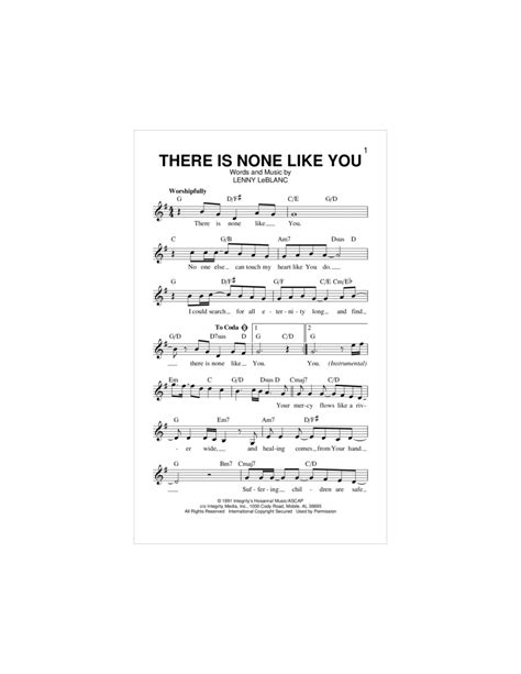 There Is None Like You By Lenny Leblanc Piano Digital Sheet Music Sheet Music Plus