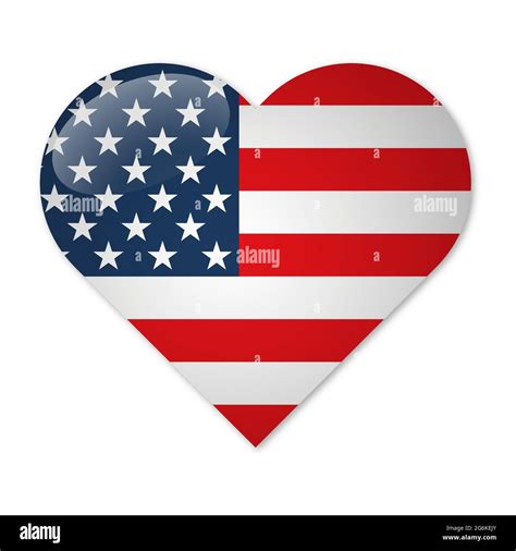 Usa Flag In The Shape Of Heart Vector Illustration Isolated On White