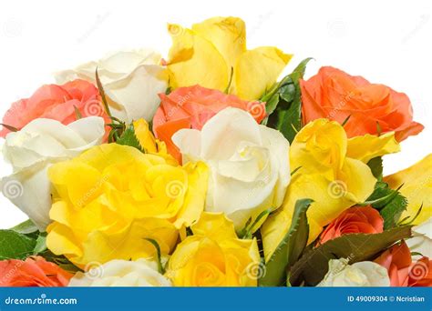 Valentines Day Flowers with White, Orange, Red and Yellow Roses Flowers. Stock Photo - Image of ...