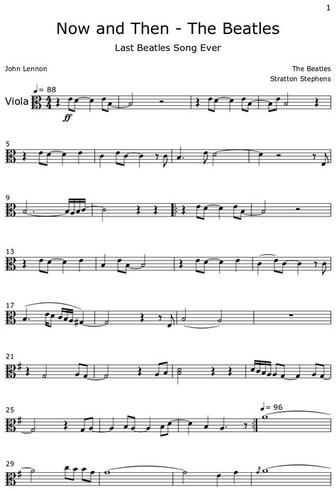 Now And Then The Beatles Sheet Music For Viola