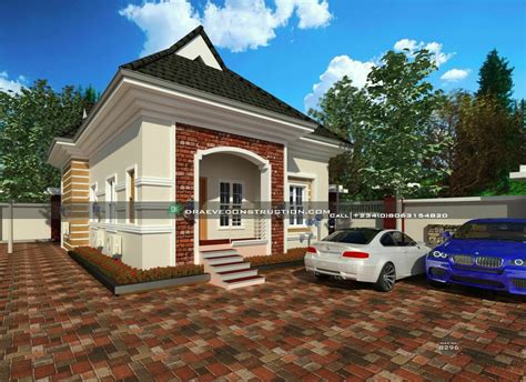 2 Bedroom Bungalow Floor Plan for a Half Plot | Nigerian House Plans