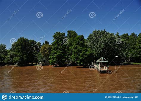 Delta Del Tigre In Argentina In Rio De La Plata And Old Wooden Pier And