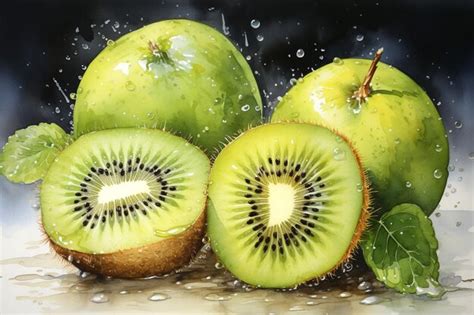 Premium Photo Kiwi Fruit Watercolor Painting