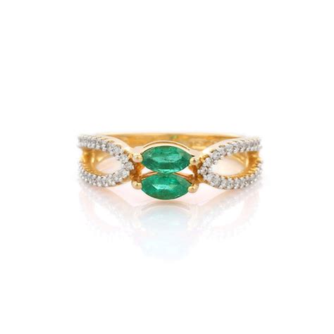 Customizable Emerald Ring, Diamond Emerald Wedding Ring in 18K Yellow ...