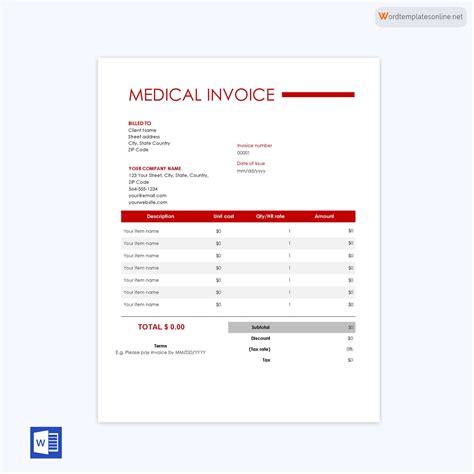 Free Medical Receipt Bill Templates Word Pdf