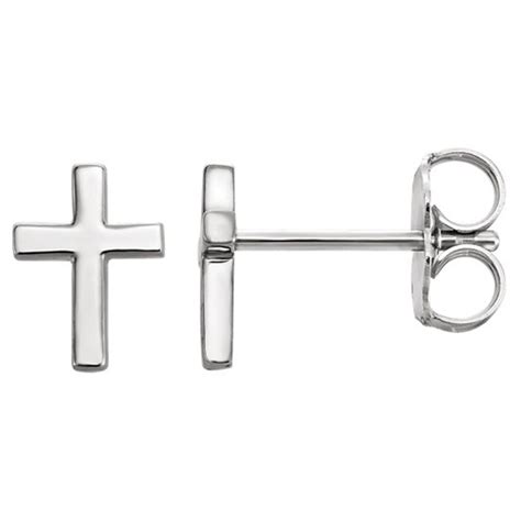 14k White Gold Tiny Classic Cross Earrings Jjr17014ws Joy Jewelers