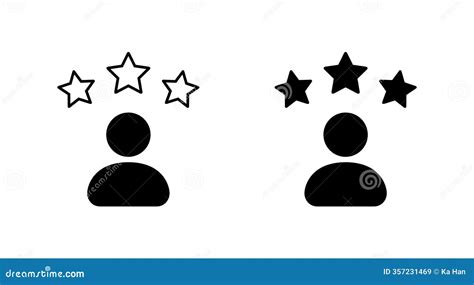 Review Person Icon Default Avatar With Three Star Sign Symbol Stock
