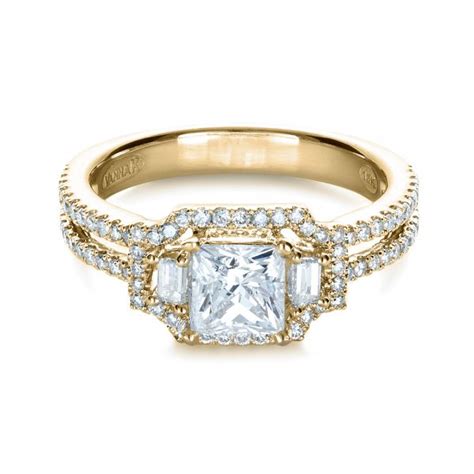 K Yellow Gold Princess Cut Halo Diamond Engagement Ring Vanna K