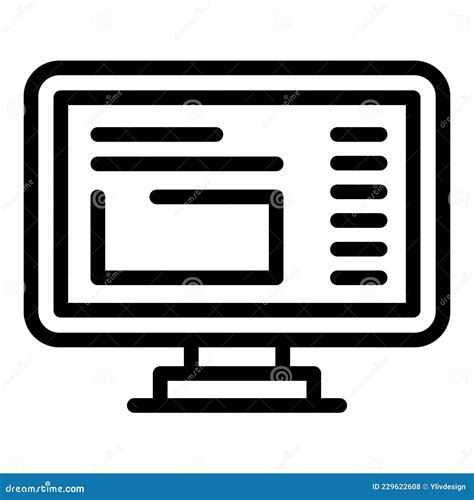 Pc Monitor Icon Outline Vector Computer Screen Stock Vector