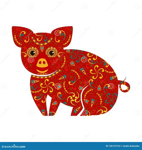 Chinese New Year Pig Stock Vector Illustration Of Element 136157210