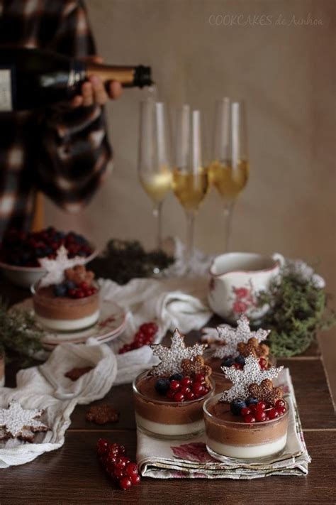 Mousse De Chocolat Y Panna Cotta De Cava Vasitos Dobles Con Galletas