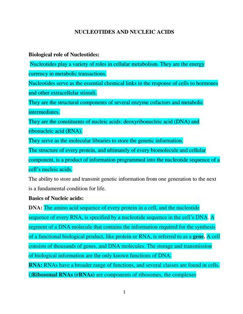 SOLUTION Introduction To Nucleic Acids Studypool