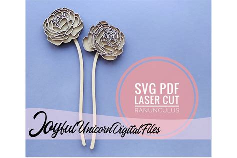 Ranunculus Svg Laser Cut Flower Grafik Von Joyfulunicorn · Creative Fabrica