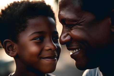 Premium Ai Image Happy African American Father And Son Looking At