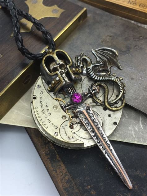 Knight Pocket Watch Necklace Handcrafted Artistic Steampunk Jewelry The