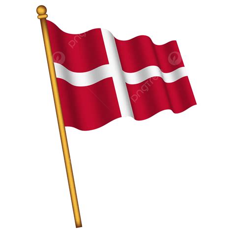 Gambar Pengibaran Bendera Nasional Denmark Vektor Mengibarkan Bendera