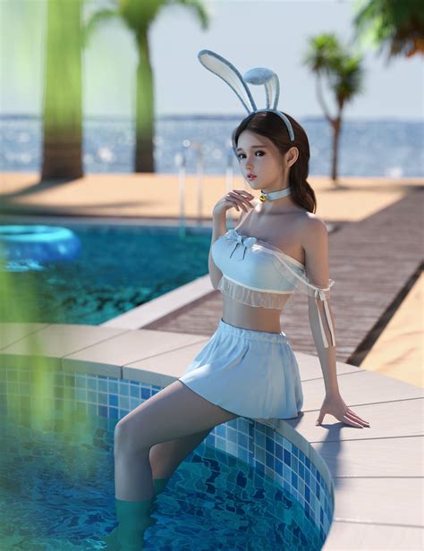 DForce MKTG White Rabbit Swimsuit For Genesis 9 8 1 And 8 Female Daz 3D