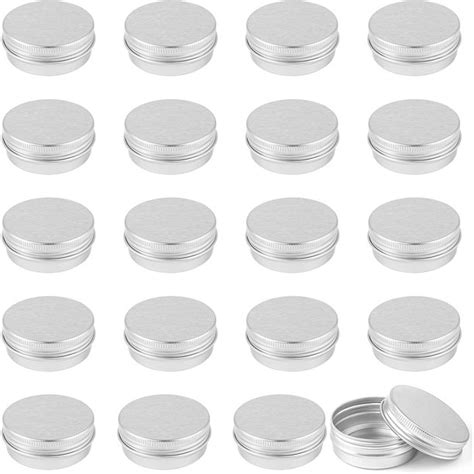 20 Pcs Round Aluminum Storage Box，30ml Aluminum Tin Jars With Screw Cap Small Lip Balm Tins For