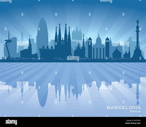 Barcelone Espagne City Skyline Silhouette Vector Illustration Image