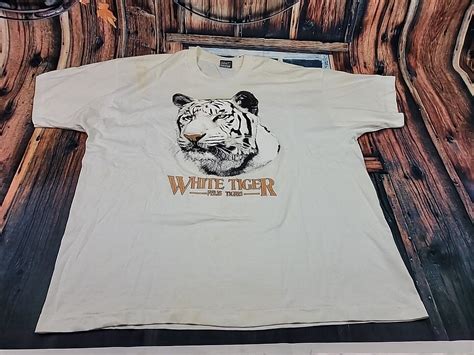 Vintage White Tiger Felis Tigris T Shirt Big Print S Gem