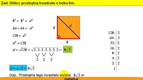 Oblicz Przek Tn Kwadratu O Boku Metr W Zadanie Matfiz Pl Youtube