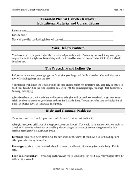 Indwelling Pleural Catheter Insertion Consent Doc Template | pdfFiller