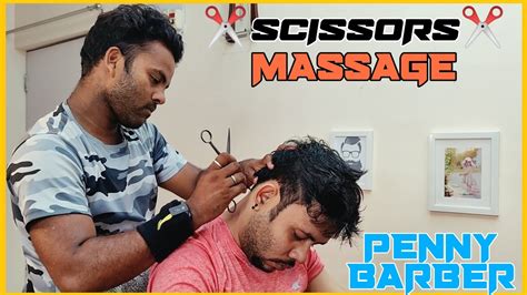 Penny Barber💈asmr Scissors Point Head Massage And Neck Cracking💈master