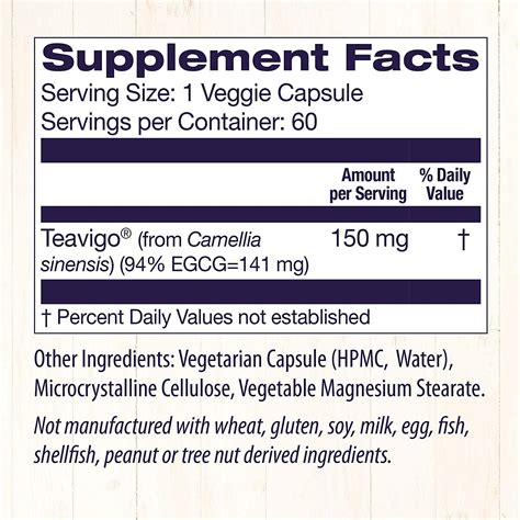 Healthy Origins Teavigo Green Tea Mg Egcg Veggie Caps