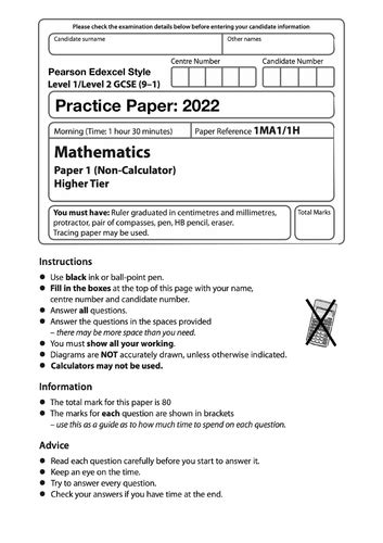 Gcse Mathematics H 2022 Paper 1 Mock Teaching Resources