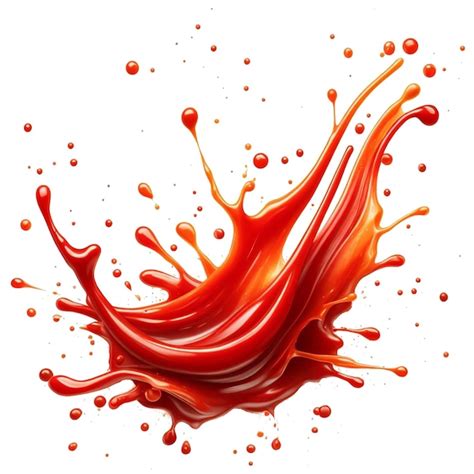 Premium PSD Splash Red Tomato Ketchup Isolated White Background