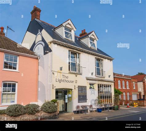 Aldeburgh, Suffolk. UK. Exterior of the Lighthouse restaurant in ...