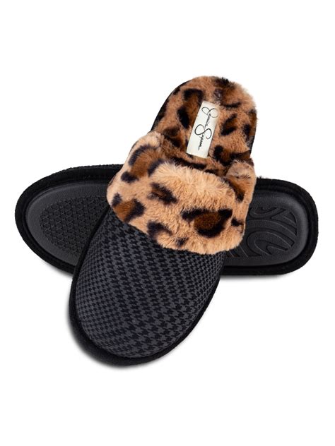 Jessica Simpson Comfy Faux Fur Womens House Slipper Scuff Memory Foam