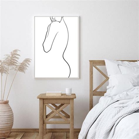 Nude Line Drawing Minimal Wall Art Minimal Female Figure Printable