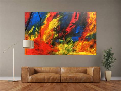 Hochwertige Kunst Auf Leinwand Xxl Acrylbild Abstrakt Bunt Mit Vielen